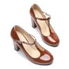 Women's T-Strap Mary Jane Pumps High Block Chunky Heel Wedding Dress Shoes