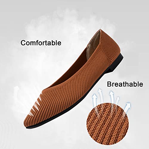 Women's Flats Shoes Pointed Toe Knit Ballet Comfortable Dressy Slip On Flat