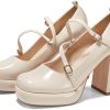 Womens Mary Jane Heels Chunky Platform Loafer Shoes Block Heel Closed Square Toe Pumps Cross Strap High Heel Dress Shoes