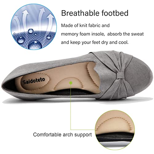 Women's Ballet Flats, Comfortable Round Toe Slip On Flat Shoes Classic Suede Office Dress Shoes for Work