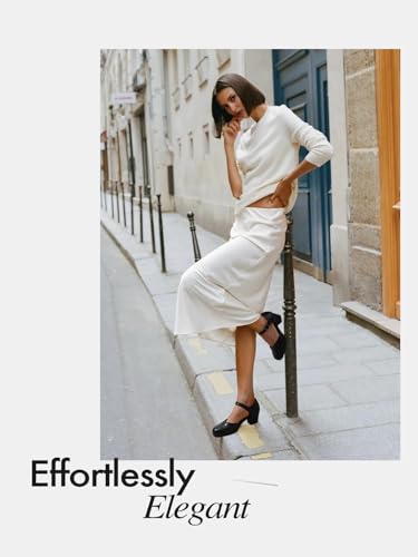 Women's Dress Shoes Mary Janes Comfortable Low Block Heels Pumps Round Closed Toe Chunky Ankle Strap Shoes for Work Flight