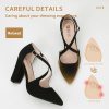 Women's IN4 Chunky High Heels Pumps Closed Toe Block Strappy Heels Pointed Toe Dress Shoes for Women Prom Wedding Party Office
