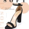 Nude Black White Heels for Women Open Toe Ankle Strap High Heel Sandals Party Wedding Strappy Buckle Sandals Standard Size 4
