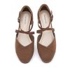 Women's Ankle Strap Flats - Comfortable Round Toe Dress Shoes with Adjustable Buckle, Criss-Cross Design for Work, Wedding,