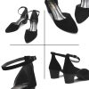 Women’s Black High Heel Ankle Strap Closed Toe Chunky Pumps – Stylish & Comfortable Heels for Office, Party, and Evening Wear