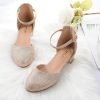 Girls Heels Closed Toe Chunky Sandals Formal Dress Shoes Flower Girl Ankle Strap Pointed Toe Heeled Little Big Kid Wedding Party