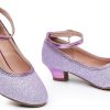 Girls Glitter High Heels Dress Shoes Sparkle Mary Jane Pumps Wedding Party Princess Shoes for Toddler Kids
