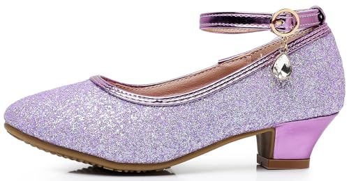 Girls Glitter High Heels Dress Shoes Sparkle Mary Jane Pumps Wedding Party Princess Shoes for Toddler Kids