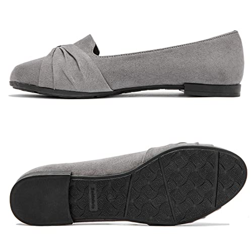 Women's Ballet Flats, Comfortable Round Toe Slip On Flat Shoes Classic Suede Office Dress Shoes for Work