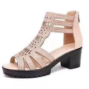 Women's Fashion Tall Thick Heel Design Block Chunky Heels Sandals Square Open Toe Ankle Strap Party Dress Pump Shoes Strappy