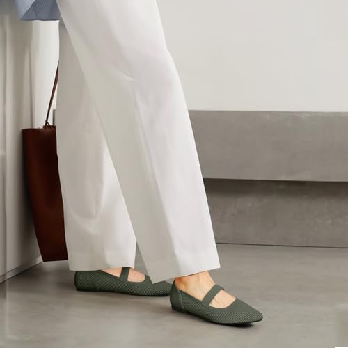 Women's Flats Shoes Pointed Toe Knit Washable Ballet Comfortable Dressy Mary Jane Flat
