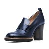 Women Chunky High Heels Round Toe Oxford Loafer Size Color Material Customize Available Shoe Size 4-15 US