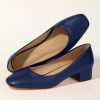 Women's Low Heel Pumps 1.2 Inch Square Toe Slip On Chunky Block Heel Comfortable Dress Shoes for Office Work Business Casual