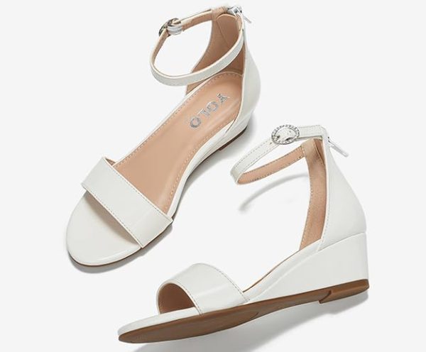 Girls High Heels Sandal for Girls Open Toe Ankle Buckle Strap Dress Shoes for Little Big Kids in Wedding Party Block Chunky Pump