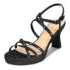 Women's Stellora Platform High Heels Block Chunky Strappy Sparkly Rhinestone Open Toe Ankle Strap Dress Pump Sandals Shoes for
