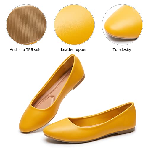 Women's Flats Shoes Ballet Flats Dress Shoes Comfortable PU Leather Slip on Shoes for Women