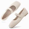 Wide Toe Box Flats Women Comfort Slip On Ballet Shoes Mary Jane Dressy Knit Flats with Adjustable Straps Washable Casual Office