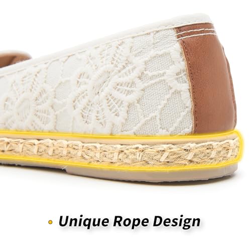 Women's Black Flats with Flower Embroideried,White Lace Ballet Flats,Comfortable Dress Flats