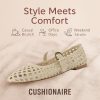 Weston Women’s Hand Woven Dressy Ballet Flats – Faux Leather Mary Jane with Adjustable Strap & Memory Foam