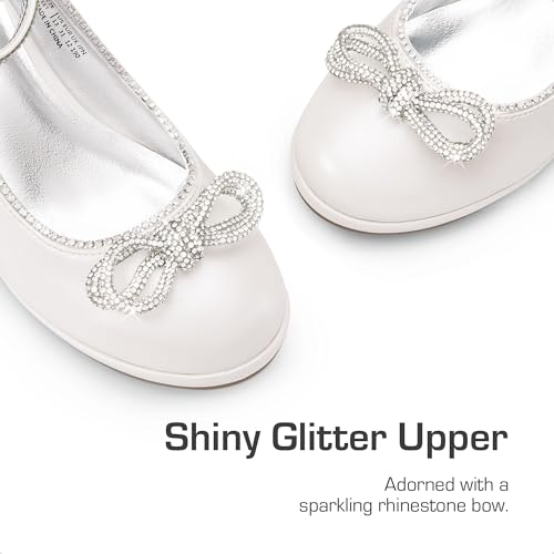 Girls Dress Shoes Platform Chunky Heel Ankle Strap Princess Flats Flower Party Wedding Pump for Little Big Kid