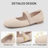 Wide Toe Box Flats Women Comfort Slip On Ballet Shoes Mary Jane Dressy Knit Flats with Adjustable Straps Washable Casual Office