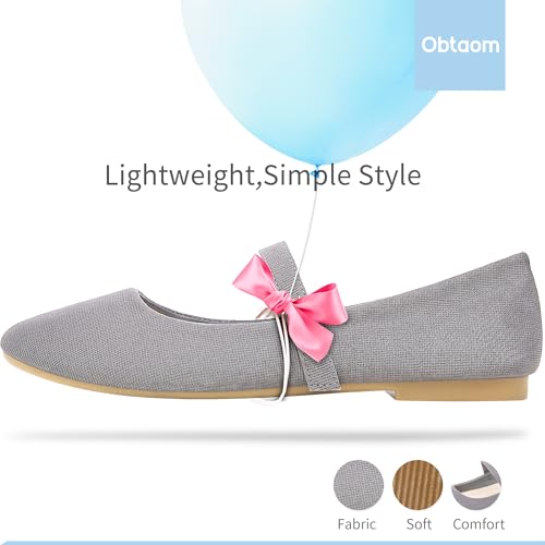 Mary Jane Flat Shoes Round Toe Ballet Flats for Women Dressy Fabric Business Flats Comfortable Classic Strap Flats for Office