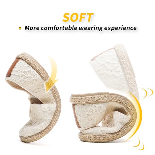 Women's Black Flats with Flower Embroideried,White Lace Ballet Flats,Comfortable Dress Flats