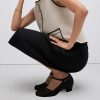 Women Vintage Low Heel Mary Jane Oxford Shoes Round Closed Toe Ankle T-Strap Dress Sandals Chunky Block Heels Cutout Mary Jane