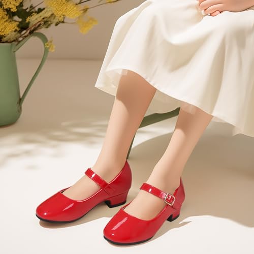 Girls Dress Shoes Toddler Little Big Kid Chunky Heels Wedding Party School PNEMY Flower Girl Shoes