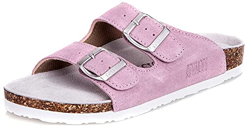 Women Men Slide Cork Sandal Flat Adjustable Strap Buckle Slip on Casual Open Toe Shoes Suede Summer