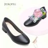 Low Chunky Pumps Women's Round Toe Heels PU Leather Chunky Pump Shoes Classic Closed Toe Pumps Low Heel Dress Shoes for Women