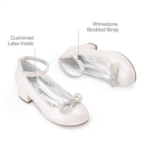 Girls Dress Shoes Platform Chunky Heel Ankle Strap Princess Flats Flower Party Wedding Pump for Little Big Kid