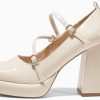 Womens Mary Jane Heels Chunky Platform Loafer Shoes Block Heel Closed Square Toe Pumps Cross Strap High Heel Dress Shoes