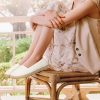 Women's Black Flats with Flower Embroideried,White Lace Ballet Flats,Comfortable Dress Flats