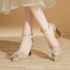 Women's High Heels Closed Pointed Toe Dress Shoes Ankle Strap Chunky Heel Party Wedding Pump Shoes for Women