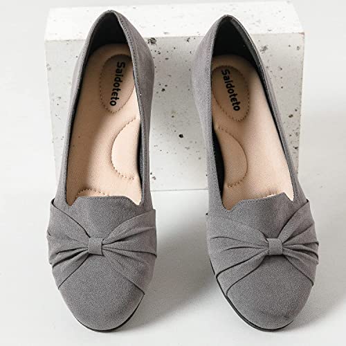 Women's Ballet Flats, Comfortable Round Toe Slip On Flat Shoes Classic Suede Office Dress Shoes for Work