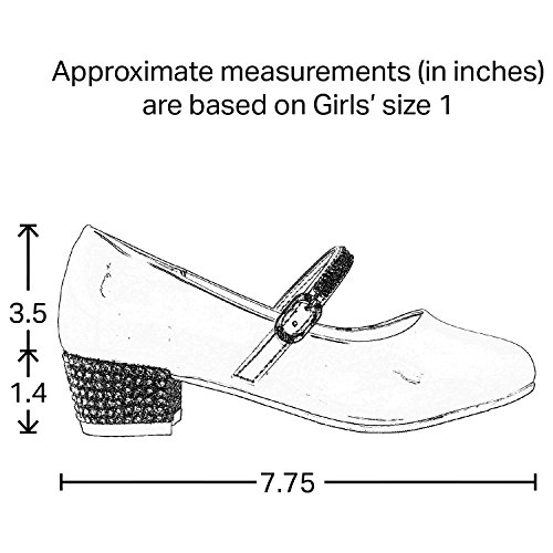 Kids Dress Shoes Low Chunky Heel Mary Jane Girls Pumps Rhinestone Strap