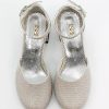 Flower Girls Communion Low Block Dress Cream and Gold Shoes Chunky Heels Closed Round Toe Ankle Strap Pump, Size US Little Kid