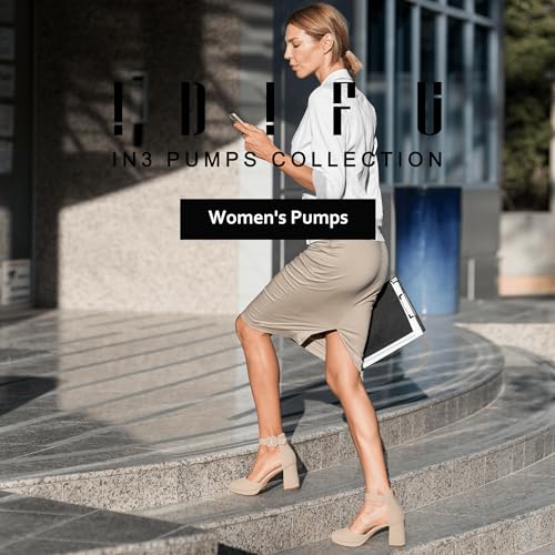 IN3 Womens Closed Toe Heels Chunky Block Platform Pumps Pointed Toe Ankle Strap Dress Shoes for Women Comfortable Wedding Short