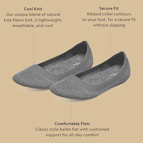 Women’s Tree Breezer, Knit Ballet Flats, Slip-On Everyday Round Toe Shoes, Machine Washable Made with Natural Materials