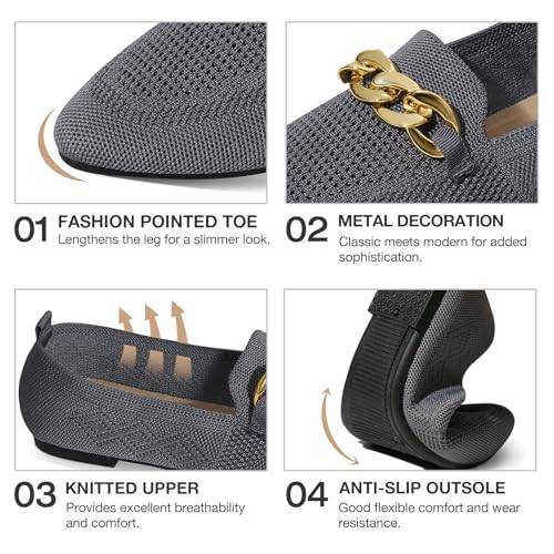 Women's Casual Dressy Loafers, Comfortable Mesh Slip On Loafers, Summer Breathable Lightweight Pointed Toe Flats Shoes for Women