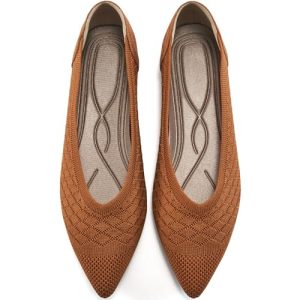 Womens Ballet Flats Dress: Comfortable Pointed Toe Knit Flat for Women - Casual Slip On Walking Shoes