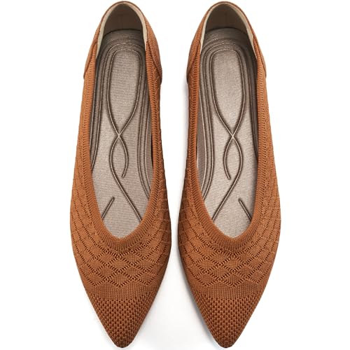 Womens Ballet Flats Dress: Comfortable Pointed Toe Knit Flat for Women - Casual Slip On Walking Shoes