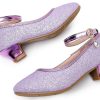 Girls Glitter High Heels Dress Shoes Sparkle Mary Jane Pumps Wedding Party Princess Shoes for Toddler Kids