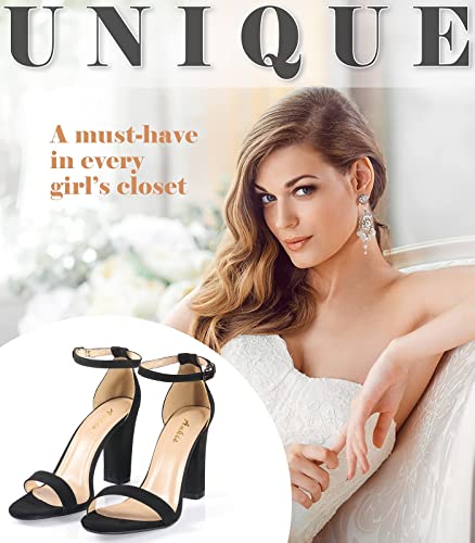 Nude Black White Heels for Women Open Toe Ankle Strap High Heel Sandals Party Wedding Strappy Buckle Sandals Standard Size 4