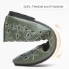 Women's Comfortable Dress Shoes Ballet Flats Slip On Shoes Black Flats Round Toe PU Leather Flats Summer with Floral Eyelets
