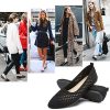 Women's Flats Shoes Women Comfortable Dress Shoes Black Pointed Toe Flats Ballet Mesh Knit Flat Dressy Slip on Business Casual