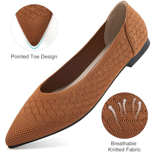 Womens Ballet Flats Dress: Comfortable Pointed Toe Knit Flat for Women - Casual Slip On Walking Shoes