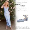 Women's Slingback Chunky Low Heels Closed Square Toe Heel Wedding Party Dress Pumps Shoes